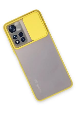 Newface Xiaomi Redmi Note 11 Pro Plus 5G Kılıf Palm Buzlu Kamera Sürgülü Silikon - Sarı