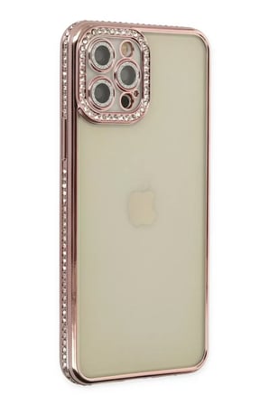 Newface Apple iPhone 12 Pro Kılıf Joke Taşlı Silikon - Pembe