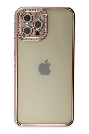 Newface Apple iPhone 12 Pro Kılıf Joke Taşlı Silikon - Pembe