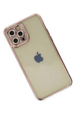 Newface Apple iPhone 12 Pro Kılıf Joke Taşlı Silikon - Pembe