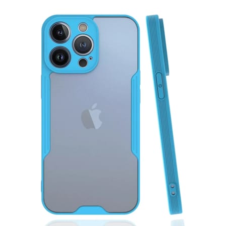 Newface Apple iPhone 14 Pro Max Kılıf Platin Silikon - Mavi
