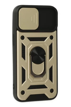 Newface Apple iPhone 14 Kılıf Pars Lens Yüzüklü Silikon - Gold