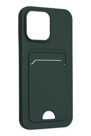 Newface Apple iPhone 14 Pro Kılıf Kelvin Kartvizitli Silikon - Koyu Yeşil