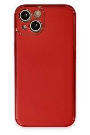 Newface Apple iPhone 14 Plus Kılıf Coco Deri Silikon Kapak - Kırmızı