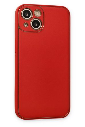 Newface Apple iPhone 14 Plus Kılıf Coco Deri Silikon Kapak - Kırmızı
