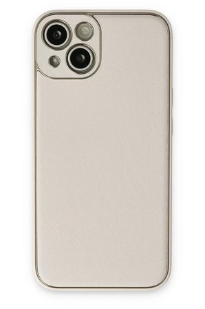 Newface Apple iPhone 14 Plus Kılıf Coco Deri Silikon Kapak - Beyaz