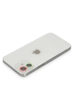Newface Apple iPhone 12 Renkli Kamera Lens Koruma Cam - Yeşil-Pembe