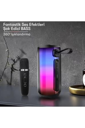 Newface Pluse 5 Mikrofonlu RGB Kablosuz Hoparlör - Siyah