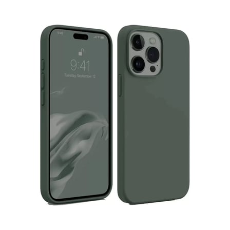 Newface Apple iPhone 15 Pro Max Kılıf First Silikon - Koyu Yeşil