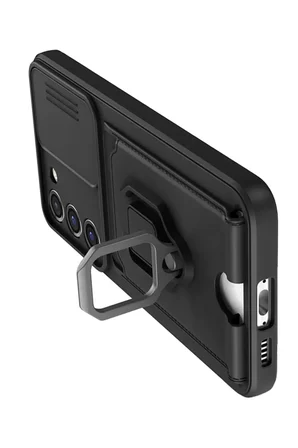 Newface Samsung Galaxy S24 Plus Kılıf Zuma Kartvizitli Yüzüklü Silikon - Siyah