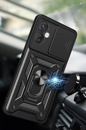 Newface İnfinix Hot 30 5G Kılıf Pars Lens Yüzüklü Silikon - Kırmızı