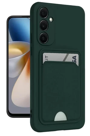 Newface Samsung Galaxy A55 5G Kılıf Kelvin Kartvizitli Silikon - Koyu Yeşil
