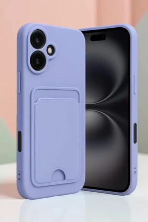 Newface Apple iPhone 16 Kılıf Kelvin Kartvizitli Silikon - Lila