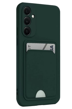Newface Samsung Galaxy S24 FE Kılıf Kelvin Kartvizitli Silikon - Koyu Yeşil