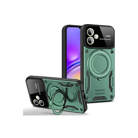 Newface Samsung Galaxy A06 Kılıf Joy Lens Standlı Kapak - Koyu Yeşil