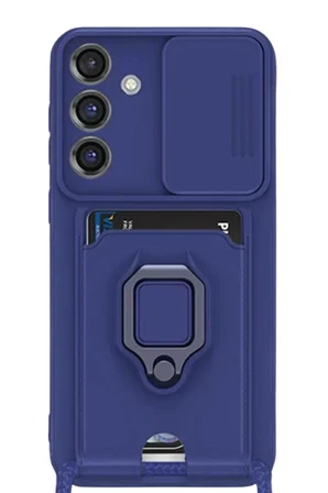 Newface Samsung Galaxy S25 Plus Kılıf Zuma Kartvizitli Yüzüklü Silikon - Lacivert