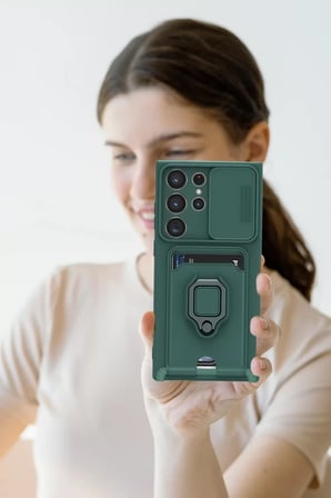 Newface Samsung Galaxy S25 Ultra Kılıf Zuma Kartvizitli Yüzüklü Silikon - Kırmızı