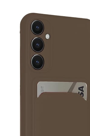 Newface Samsung Galaxy S24 FE Kılıf Kelvin Kartvizitli Silikon - Kahverengi