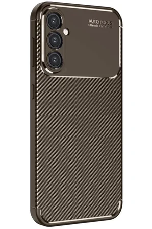 Newface Samsung Galaxy A16 5G Kılıf Auto Focus Karbon Kapak - Kahverengi