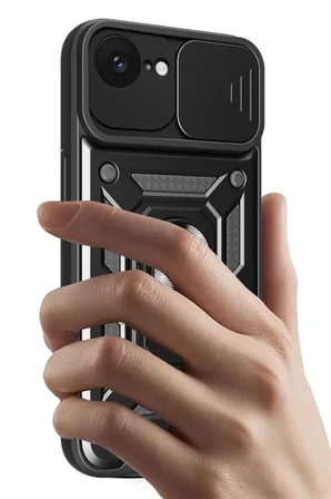 Newface Apple iPhone 16E Kılıf Pars Lens Yüzüklü Silikon - Yeşil