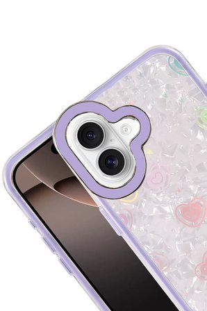 Newface Apple iPhone 16 Lumi Desenli Kapak - Mor