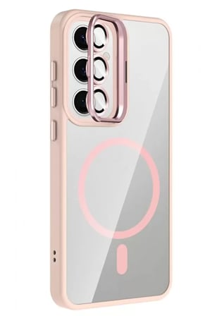 Joko Samsung Galaxy S24 FE Remim Lensli Magsafe Standlı Kapak - Pembe