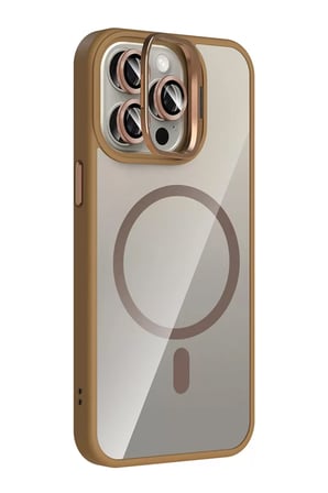 Joko Apple iPhone 15 Pro Max Remim Lensli Magsafe Standlı Kapak - Kahverengi