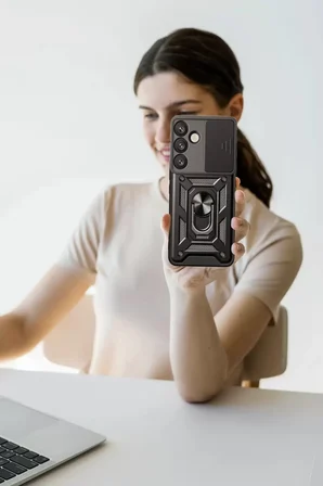 Newface Samsung Galaxy S25 FE Pars Lens Yüzüklü Silikon - Lacivert
