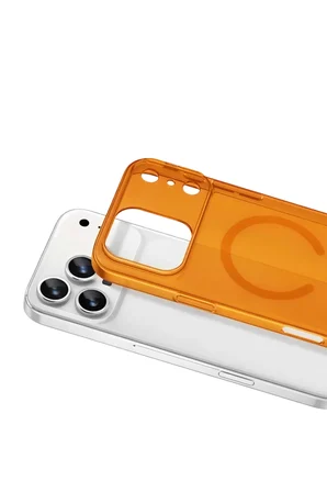 Newface Apple iPhone 17 Pro Combo Sert Şeffaf Magsafe Kapak - Turuncu