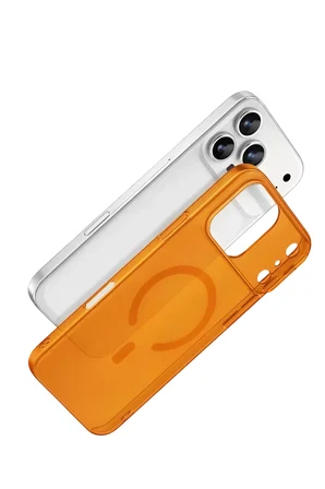 Newface Apple iPhone 17 Pro Combo Sert Şeffaf Magsafe Kapak - Turuncu