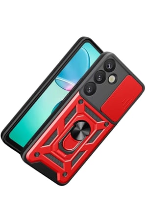 Newface Samsung Galaxy S26 Pars Lens Yüzüklü Silikon - Kırmızı