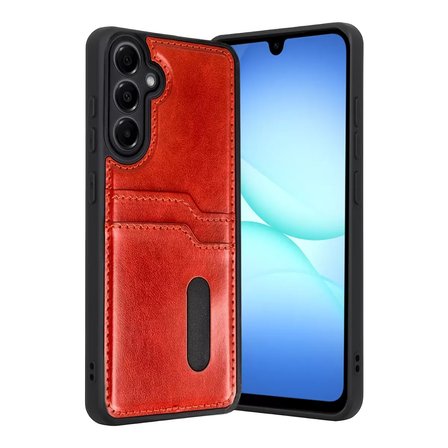 Newface Samsung Galaxy A37 5G Sara Kartvizitli Deri Kılıf - Kırmızı