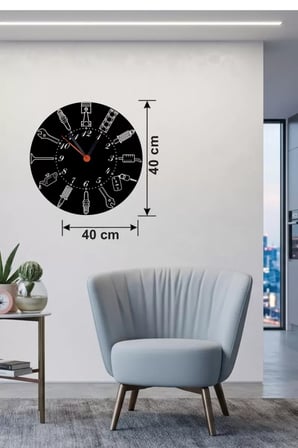 Otomobil Parçaları Tasarım Ahşap Duvar Saati - 40x40 cm Mekanik Saat