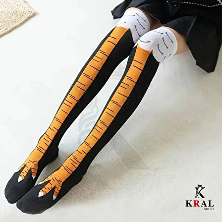 KRAL SOCKS Kadın Dizüstü Çorap (3 Çift) Günlük Düz Çizgili Pamuklu Diz Üstü Siyah Çorap Yeni Trend