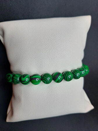 MRYart Yeşil Siyah Malakit Taşı Doğaltaş Bileklik Unisex