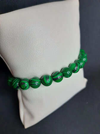 MRYart Yeşil Siyah Malakit Taşı Doğaltaş Bileklik Unisex