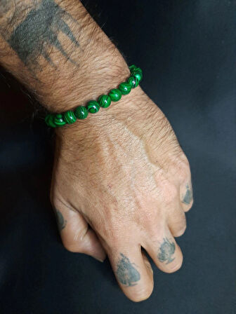 MRYart Yeşil Siyah Malakit Taşı Doğaltaş Bileklik Unisex
