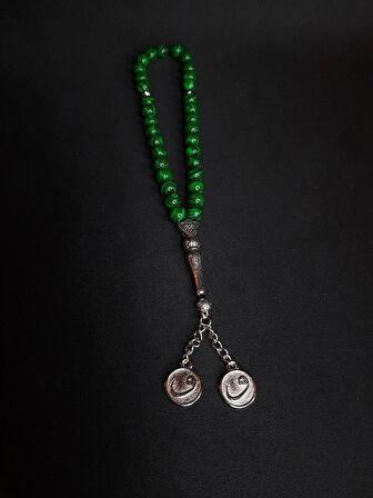 MRYart Yeşil Siyah Malakittaşı Doğal Taş 33 lük Tesbih