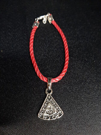 Kadın Otantik "Allah" Yazılı Deri İpli Gümüş Renk Bileklik