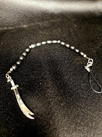 MRYart Oniks Taşlı Zülfikar Figürlü Araç İçi Ayna Süsü - Doğal Taş Aksesuar