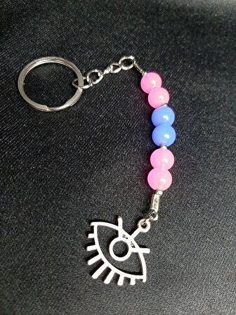 MRYart Göz Figürlü Pembe-Mavi Cam Boncuk Anahtarlık