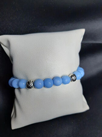 MRYart Mavi Cam Boncuk Tasarımı Kolye ve Bileklik Seti