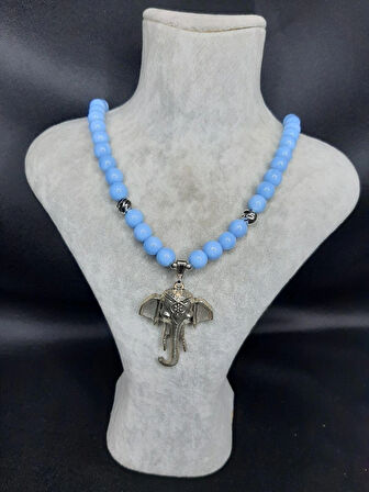 MRYart Mavi Cam Boncuk Tasarımı Kolye ve Bileklik Seti