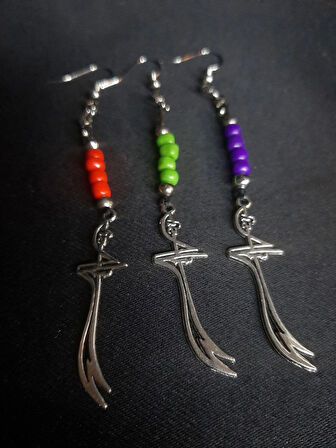 MRYart zülfikar Kılıç Detaylı Farklı Renklerde 3lü Küpe