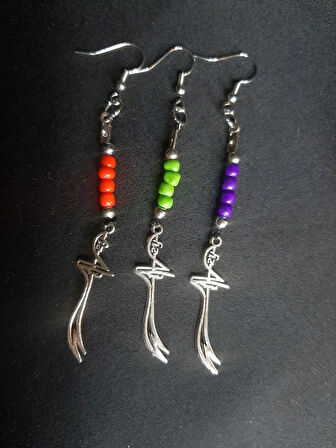 MRYart zülfikar Kılıç Detaylı Farklı Renklerde 3lü Küpe