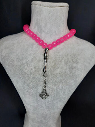 MRYart Pembe Cam Boncuk Tesbih