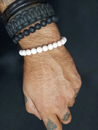 MRYart Pudra Pembe Cam Boncuk Bileklik