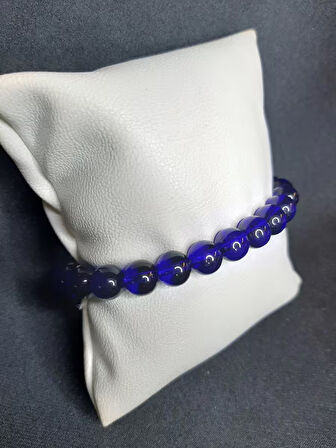 MRYart Sade ve Şık Şeffaf Lacivert Cam Boncuk Bileklik Unisex