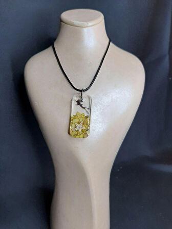 MRYart Deniz Yıldızı Dikdörtken Epoksi Kolye