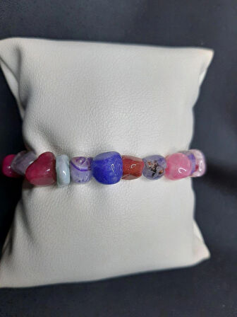 MRYart İri Kırık Akik Taşları İle Tasarlanmış Renkli Tarzların Bilekliği